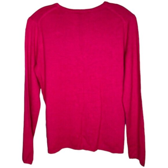 Talbots Silk Blend Notched Neckline Cardigan - Magenta - M - Picture 4 of 9
